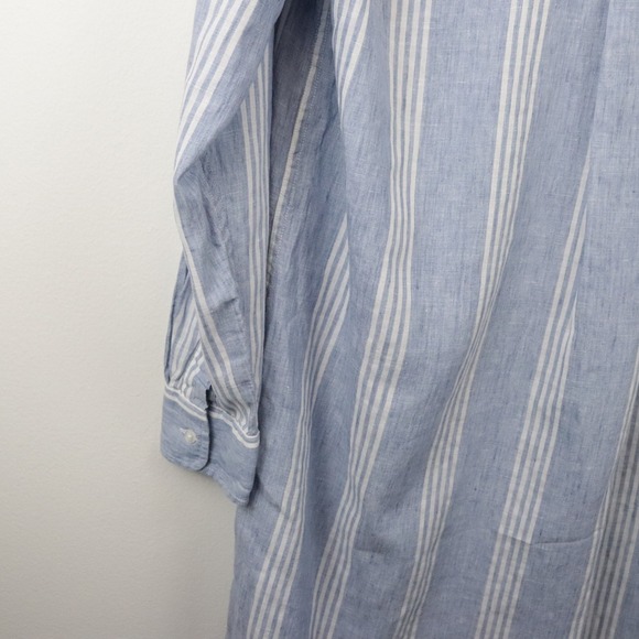 Frank Eileen Hunter Shirtdress Striped Classic Linen Small - Picture 5 of 10
